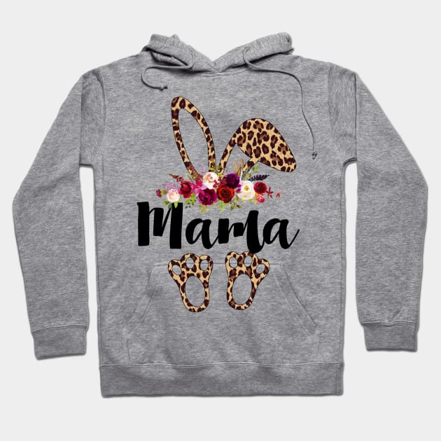 Mama Bunny Leopard Print Floral Matching Family Easter Mom Shirt Hoodie by WoowyStore